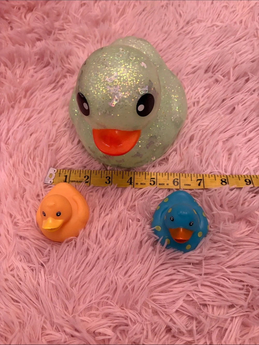 Sparkle Green, yellow and blue Duck Trio